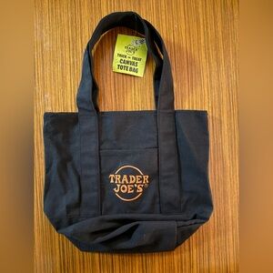 Trader Joe’s Mini Canvas Tote Bag Black NWT